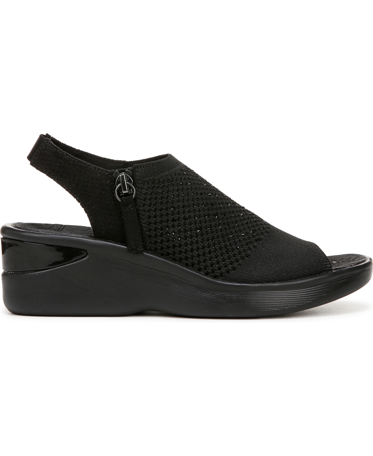 Bzees Women's Starlet Washable Slingback Wedge Sandals In Black Knit Fabric
