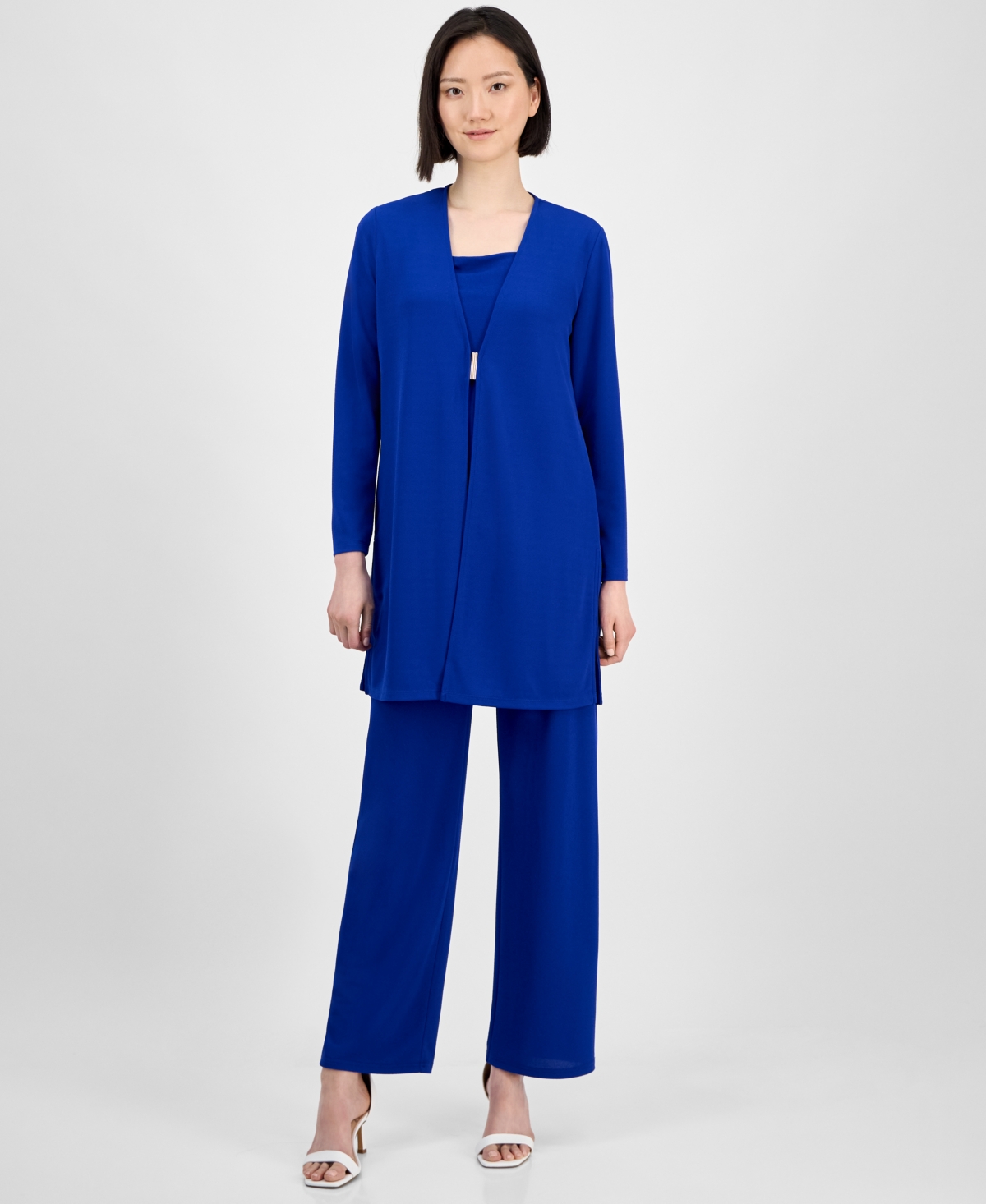 ANNE KLEIN WOMEN'S BAR-BUCKLE LONG-SLEEVE CARDIGAN 