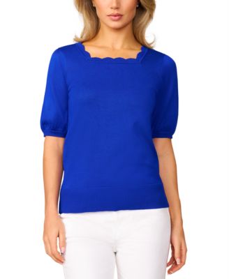 Women's Scalloped Short-Sleeve Sweater 