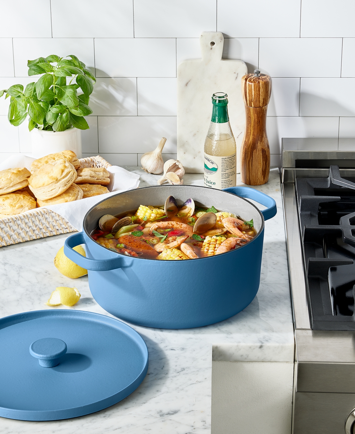 The Cellar Enameled Cast Iron 6-qt. Dutch Oven, Exclusively At Macy's In Blue