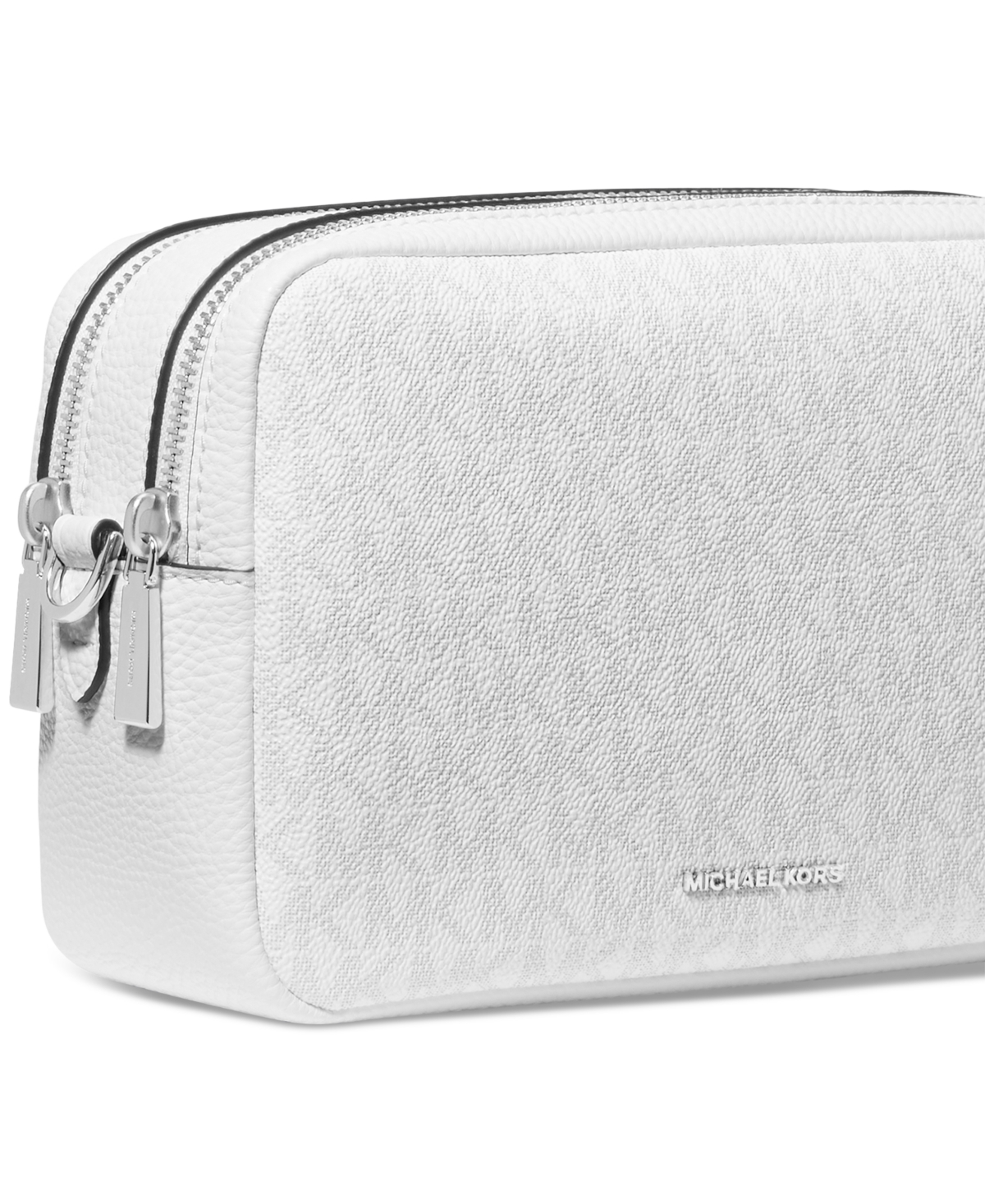 Michael Kors Michael  Bryant Mini Double Zip Chain Camera Crossbody In Optic White,allum