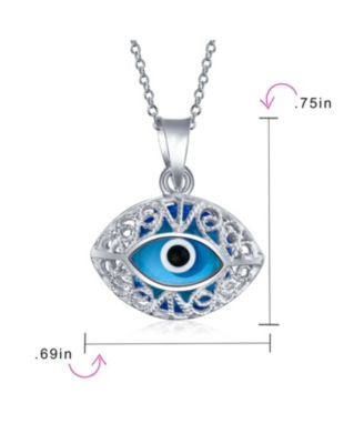 Turkish Amulet Nazar Blue Evil Eye Filigree Charm Pendant Necklace Silver
