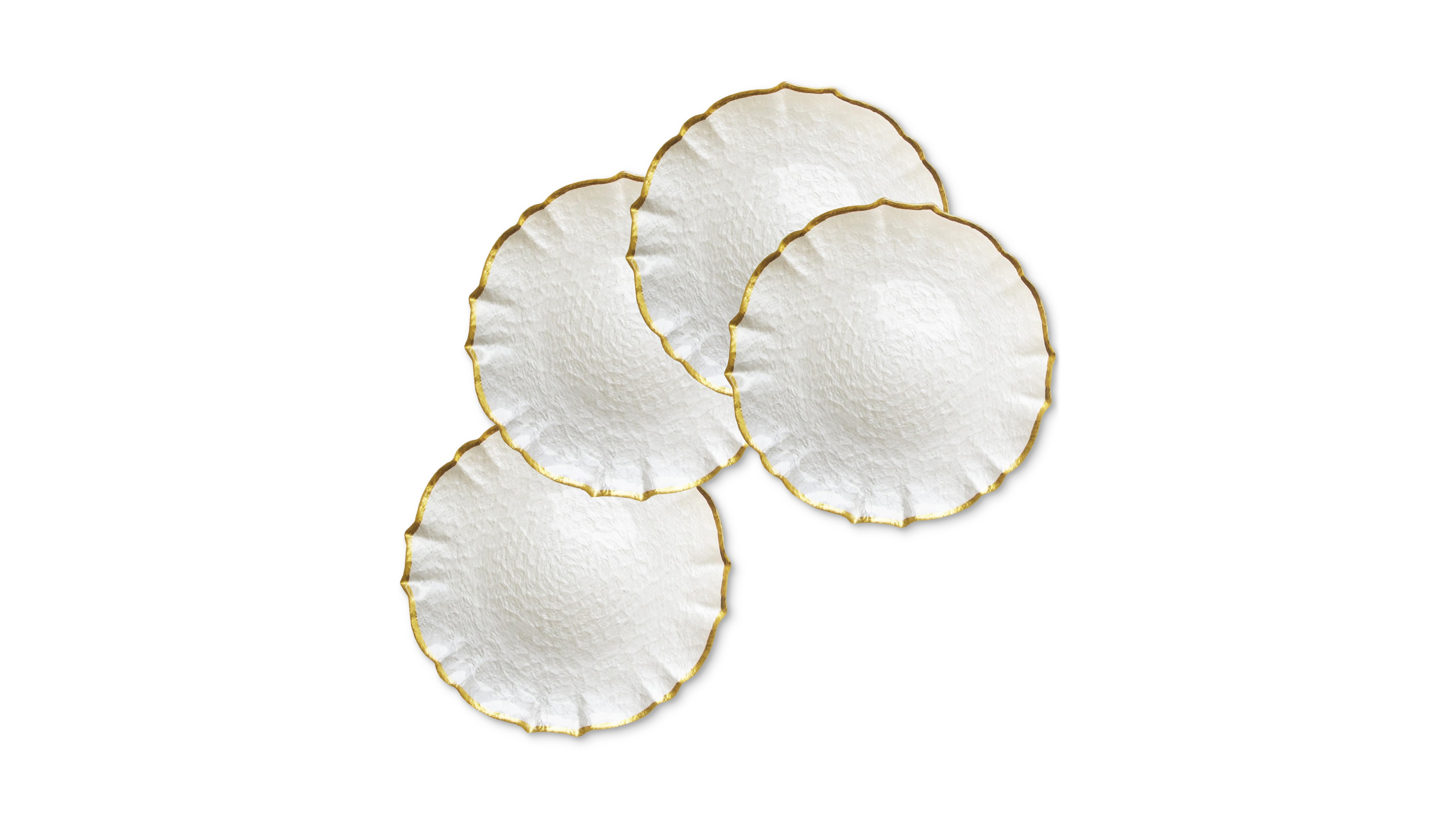 American Atelier Pearl & Gold Glass Charger Plate 13", Set of 4