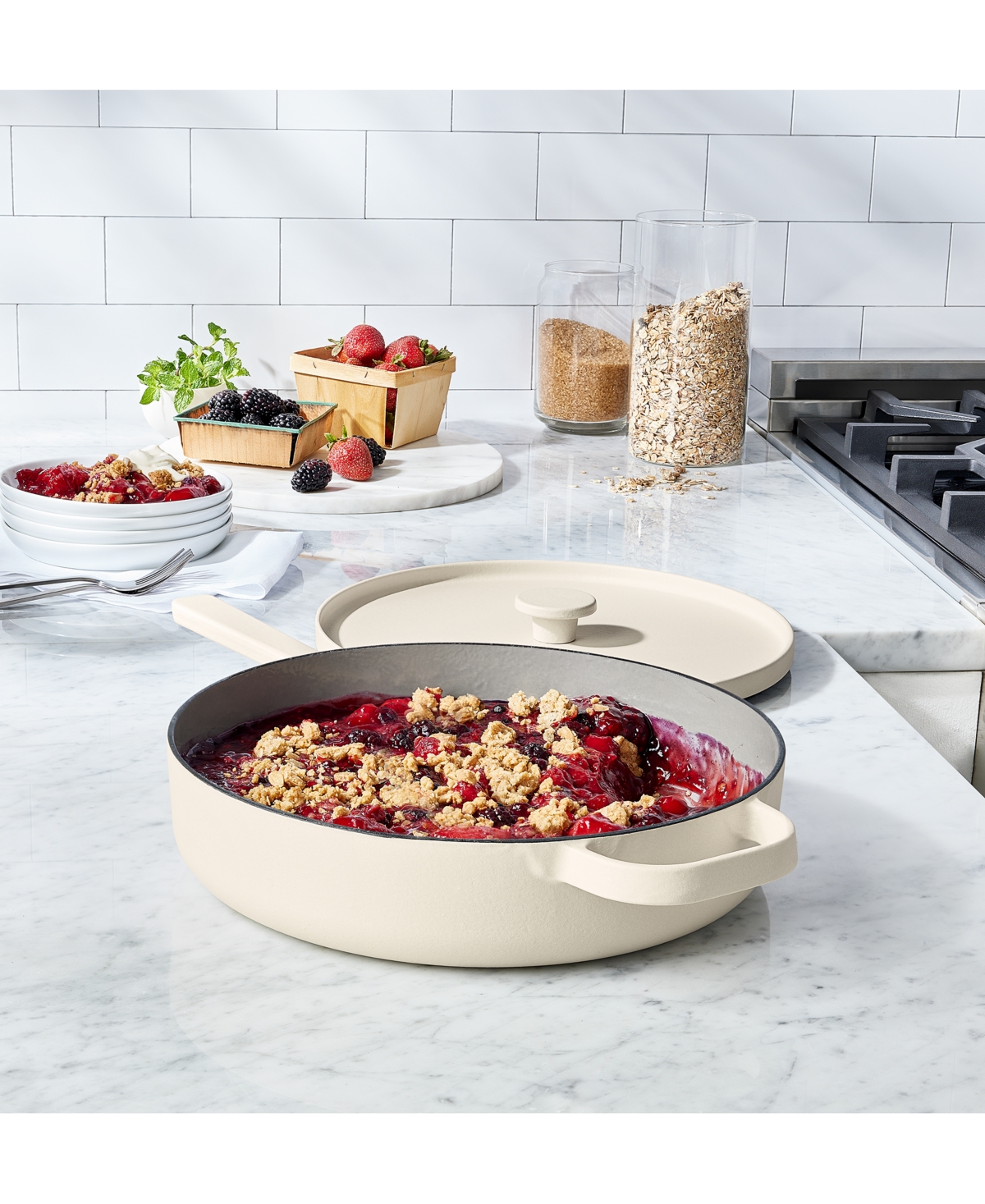 The Cellar Enameled Cast Iron 3.5-qt Braiser, Exclusively At Macy's In Cream