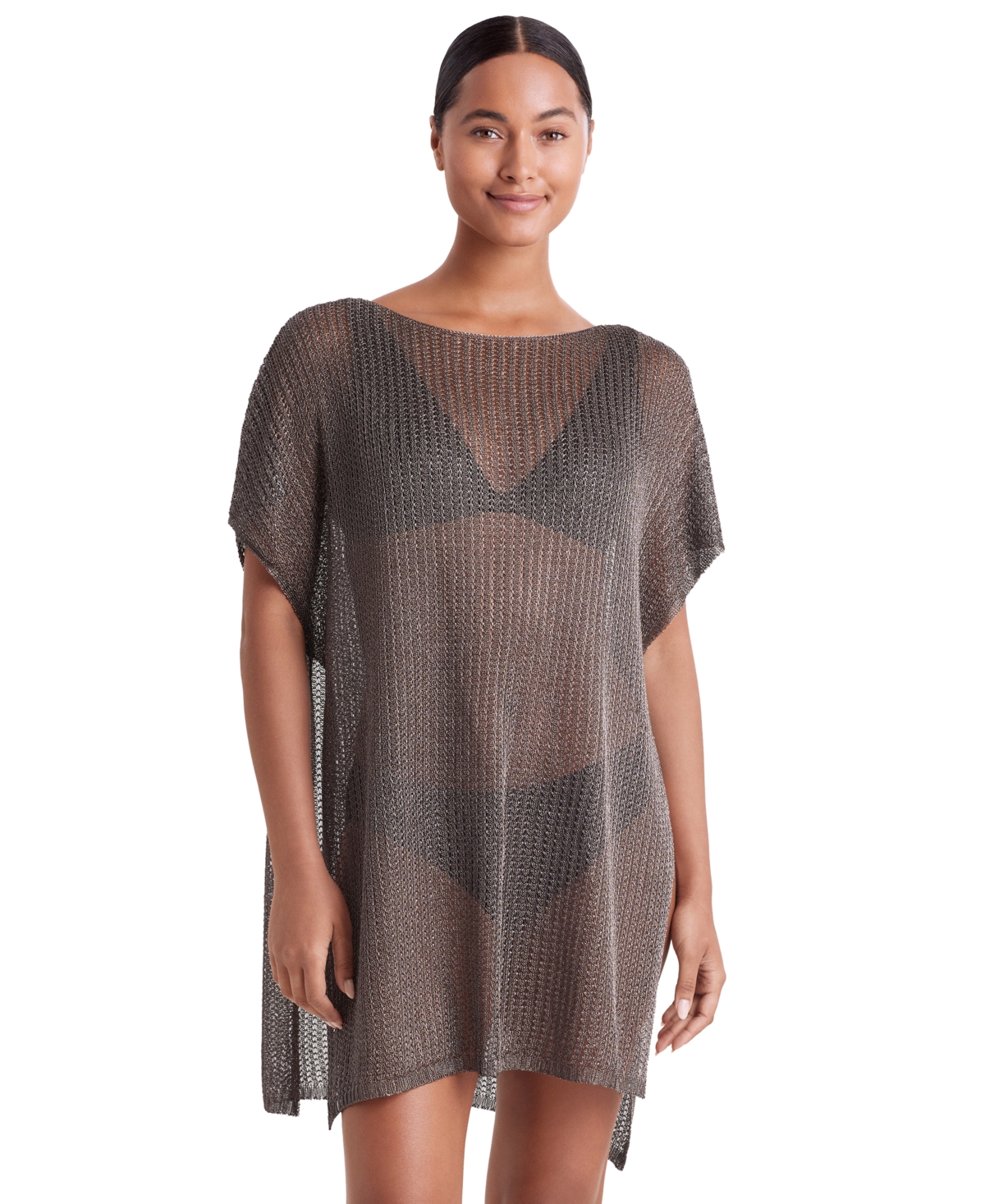 Shop Mimi Flamingo Women's Lagoon Tunic Cover-up In Steel Gray
