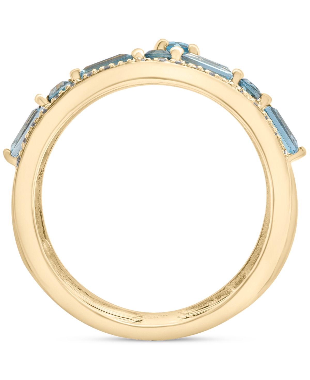 Macy's London Blue Topaz (1-3/8 Ct.t.w.) & Diamond (1/10 Ct. T.w.) Multirow Statement Ring In 14k Gold-plat In Yellow