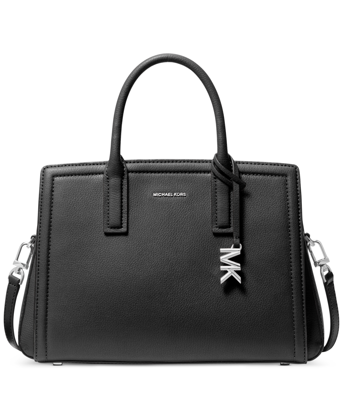 Michael Kors Laila Medium Leather Satchel In Black