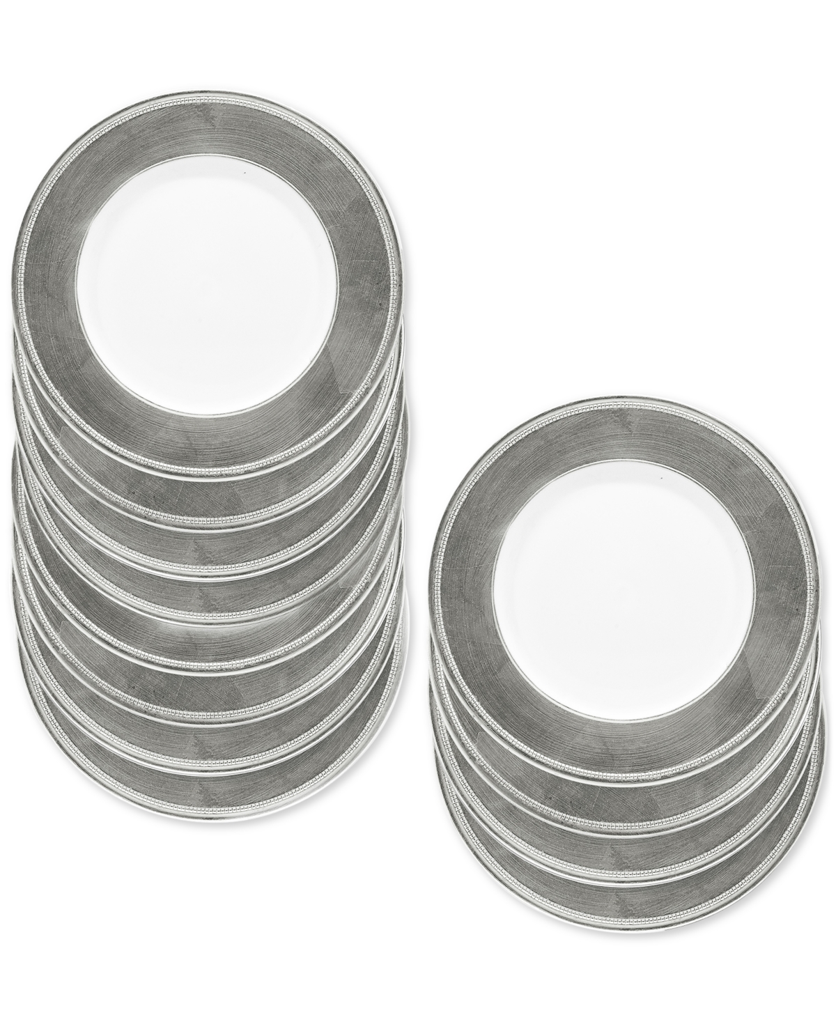 American Atelier Leaf Rim/white Charger Plates, Set Of 12 In Silver