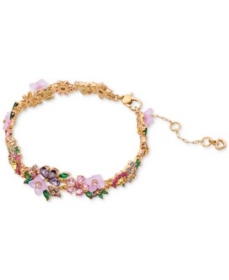kate spade new york - Gold-Tone Stone & Cubic Zirconia Bursting Blooms Chain Link Bracelet