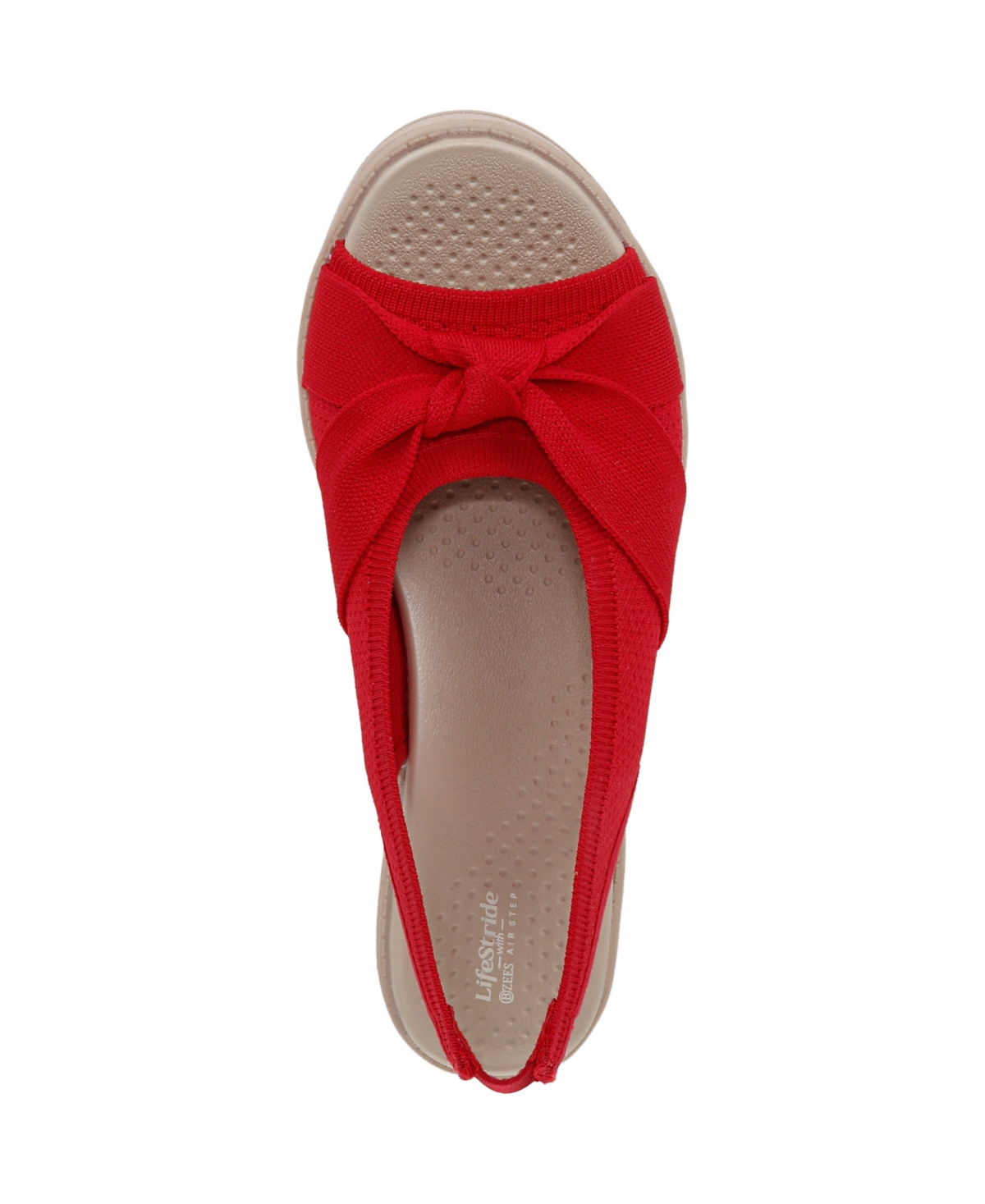 Bzees Bell Slingback Wedge Sandal In Fire Red Knit Fabric