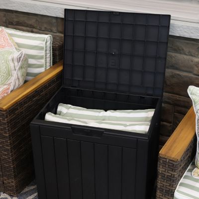 Lockable Outdoor Small Deck Box with Storage and Side Handles - 32-Gal.