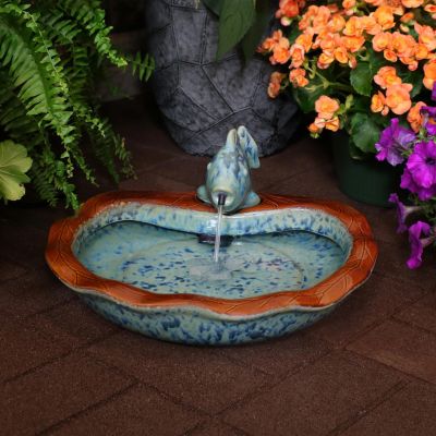 7"H Electric Glazed Ceramic Fish Outdoor Water Fountain