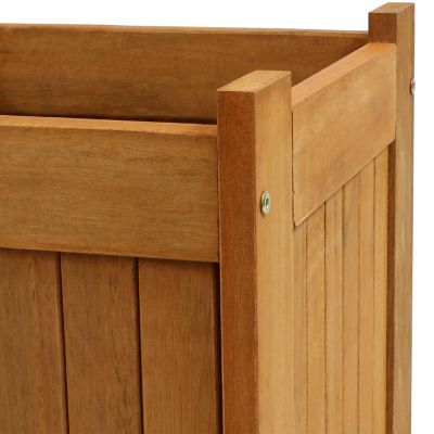 Meranti Wood 16-Inch Square Planter Box with Teak Oil Finish - Set of 2