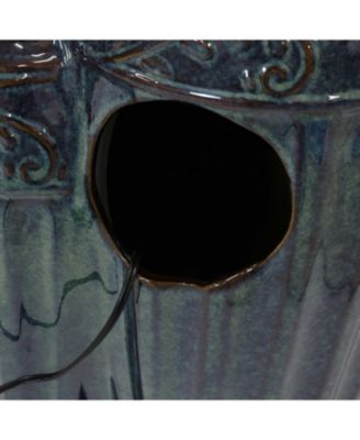 Tour de Vase Ceramic 27-Inch Outdoor Water Fountain - LED Lights - Electric Submersible Pump with Adjustable Flow