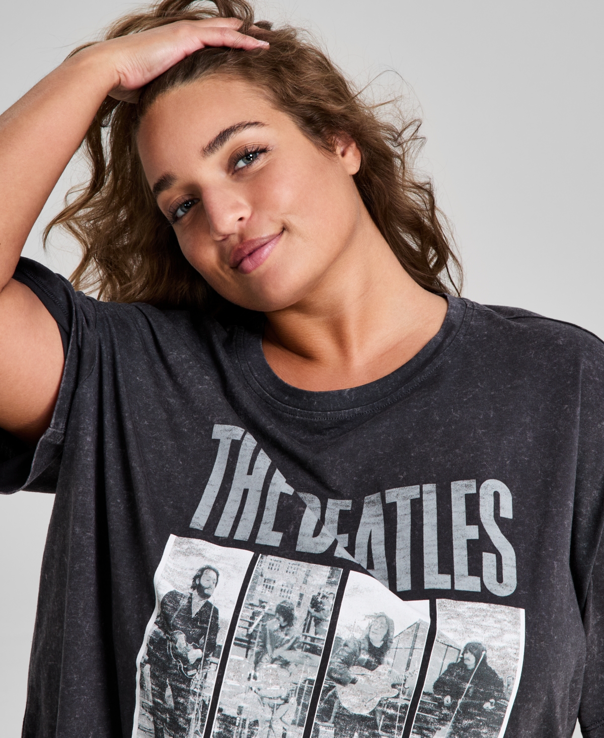 And Now This Plus Size The Beatles Graphic Band T-shirt In Washed Grey