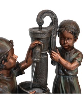 24-Inch Jack and Jill at Farmhouse Pump Outdoor Water Fountain - Electric Submersible Pump with Adjustable Flow