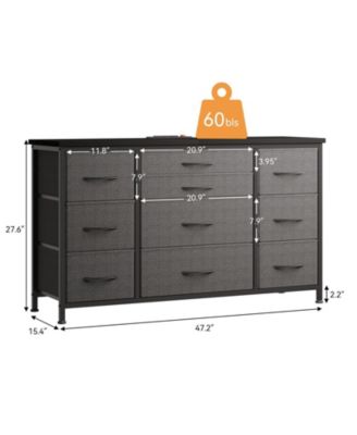 Dresser for Bedroom 55''TV Stand with Power Outlet & LED Wide Dresser with 10 Large Drawers