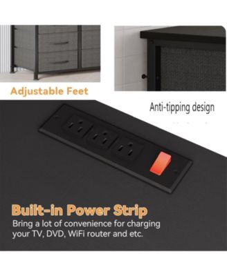 Dresser for Bedroom 55''TV Stand with Power Outlet & LED Wide Dresser with 10 Large Drawers