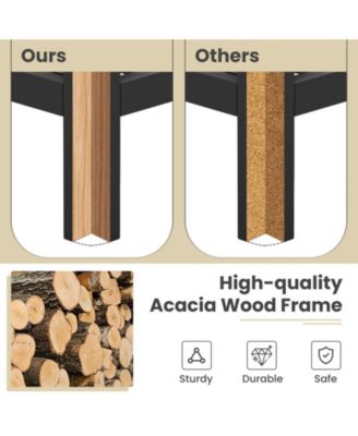 2 Tier Slim Nightstand Bedside Table with Drawer Shelf