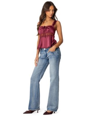 Women's Loryn Lacey Satin Effect Top