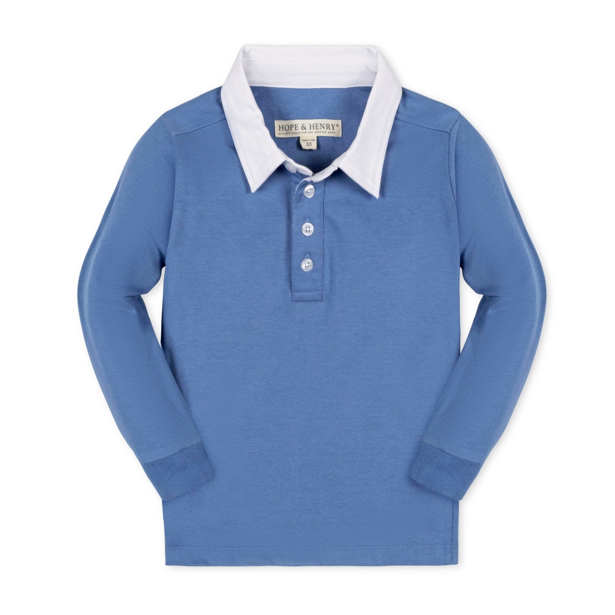 Hope & Henry Boys Long Sleeve Rugby Shirt - Coastal blue