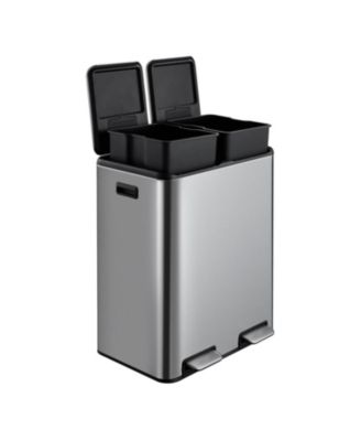 16 Gallon/60L Dual Kitchen Trash Can, 2x8 Gallon Step Garbage Can
