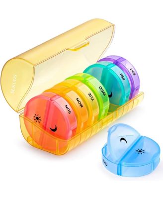 Sukuos Weekly Pill Organizer 7 Day 2 Times a Day - Yellow
