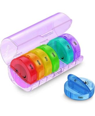 Sukuos Weekly Pill Organizer 7 Day 2 Times a Day - Purple