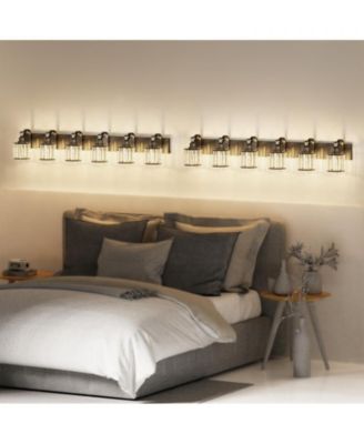 Black Crystal Bathroom Vanity Light Modern round shade, mirror glass design for over-mirror or shower lighting.