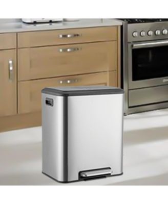 30 Liter / 8 Gallon Rectangular Hands-Free Dual Compartment Recycling Kitchen Step Trash Can