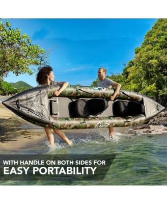 2-Person Inflatable Kayak Set, With Aluminum Oars & Pump, Camo Design