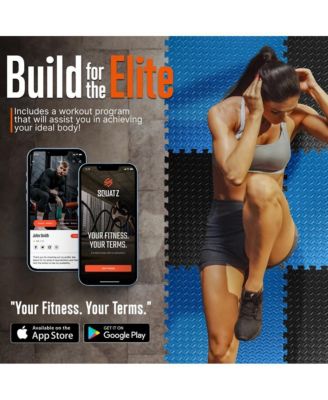 6-Piece Puzzle Exercise Mat, EVA Foam Tiles, Blue/Black