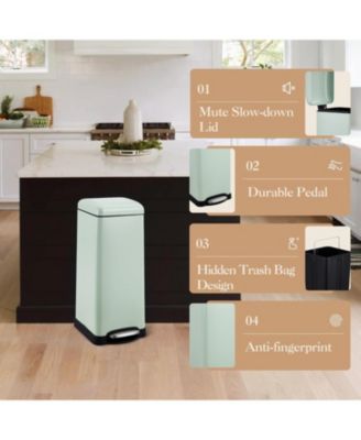 8 Gallon (30L) Step Trash Can, Stainless Steel Bathroom Garbage Can