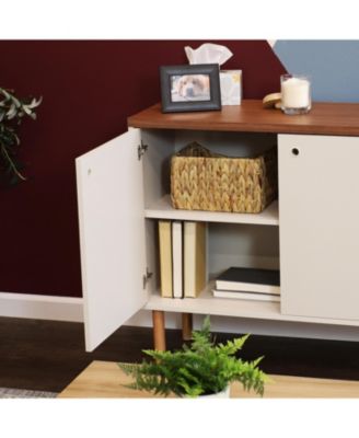 Indoor Mid-Century Modern 2-Door Accent Buffet Cabinet with Shelves