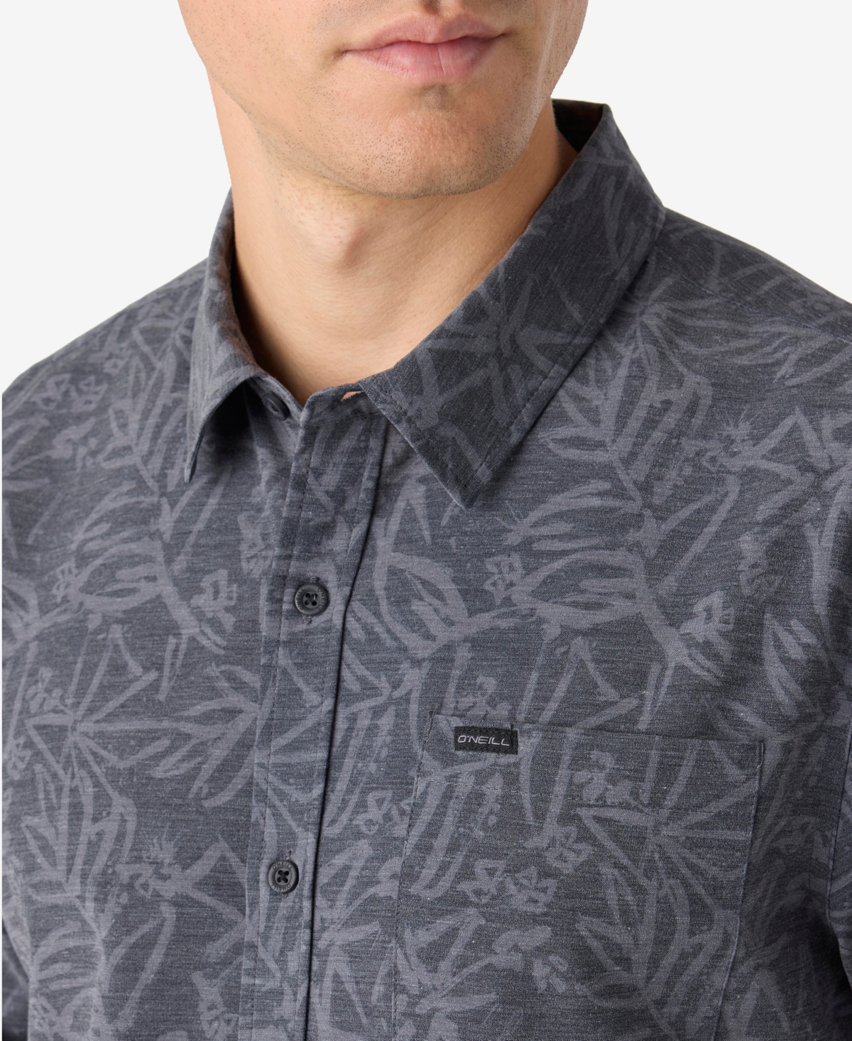 O'neill Men's Trvlr Short Sleeve Printed Button-front Performance Shirt In Graphite