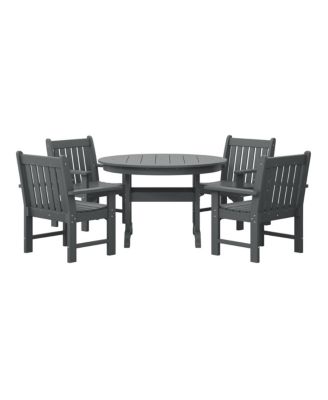 5-Piece HDPE Outdoor Patio Chair and Round Table Dining Set