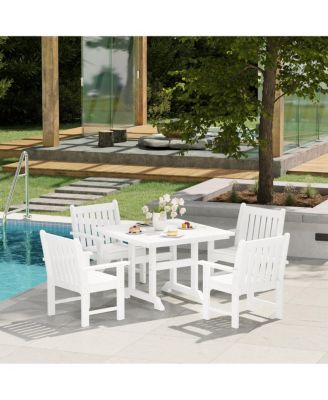 5-Piece HDPE Outdoor Patio Chair and Square Table Dining Set
