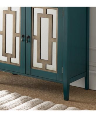 1 Pc Wood Mirrored Panel Adjustable Shelf 2-Door Accent Cabinet