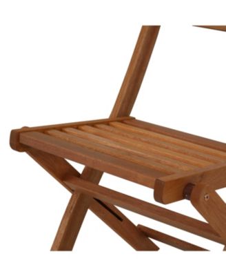 Outdoor Meranti Wood with Teak Oil Finish Folding Patio Dining Table and Chairs - Brown - 5pc