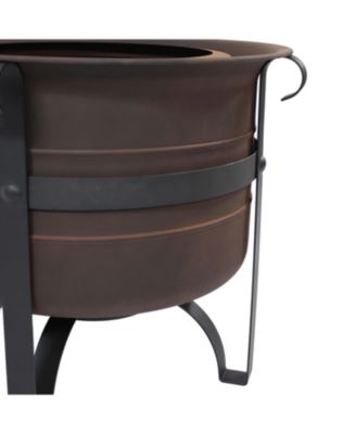 Cauldron-Style Outdoor Wood-Burning Steel Smokeless Fire Pit with Poker - 23"