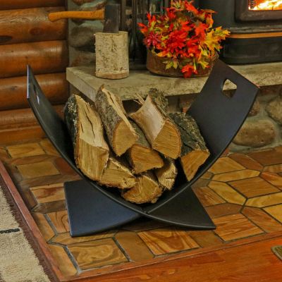 Small Powder-Coated Steel Outdoor Firewood Log Rack - 30" - Black