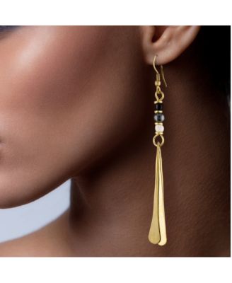 Nyasi Earrings: Elegant Brass Handmade Beaded Dangle Drop Statement Jewelry