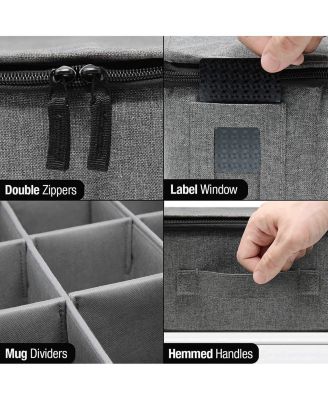 5-Piece Stackable Plate Carrier Set for Dinnerware, Plate Organization and Storage with Felt Plate Protector