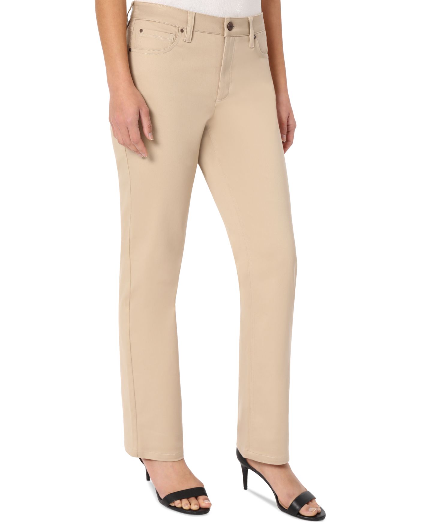 Женские джинсы Jones New York Petite Lexington Straight-Leg Denim Jeans, цвет: Хаки — фото 2