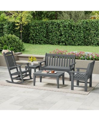 5-Piece HDPE Outdoor Patio Furniture Couch and Rocking Chair Set