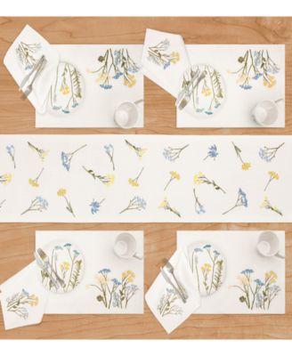 Wildflowers Border Embroidered 19" x 19" Napkin, Set of 4
