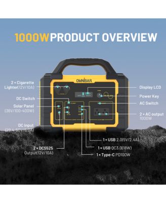 1000W Portable Power Station with 200W Solar Panel