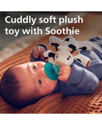 Soothie snuggle, 0m+, cow + Soothie Green 4 Pack