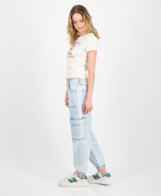 Juniors' High Rise Cargo Jogger Jeans