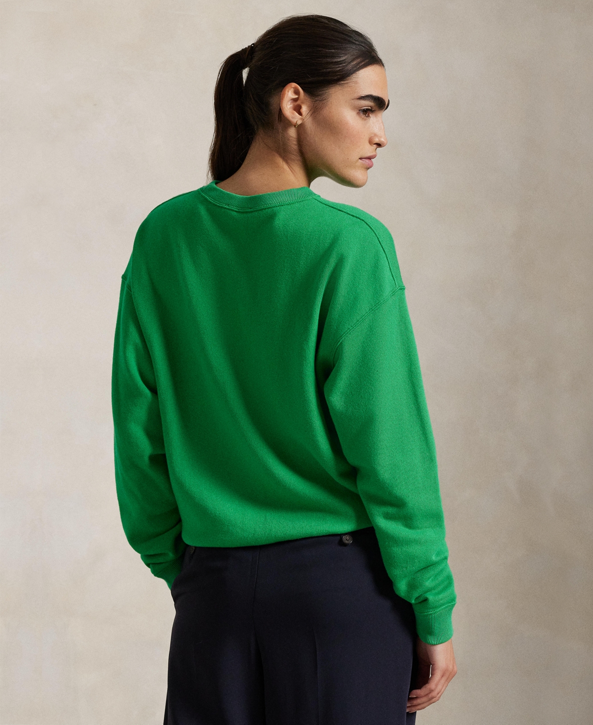 Shop Polo Ralph Lauren Women's Lightweight Fleece Crewneck Pullover Sweatshirt In Bright Clover